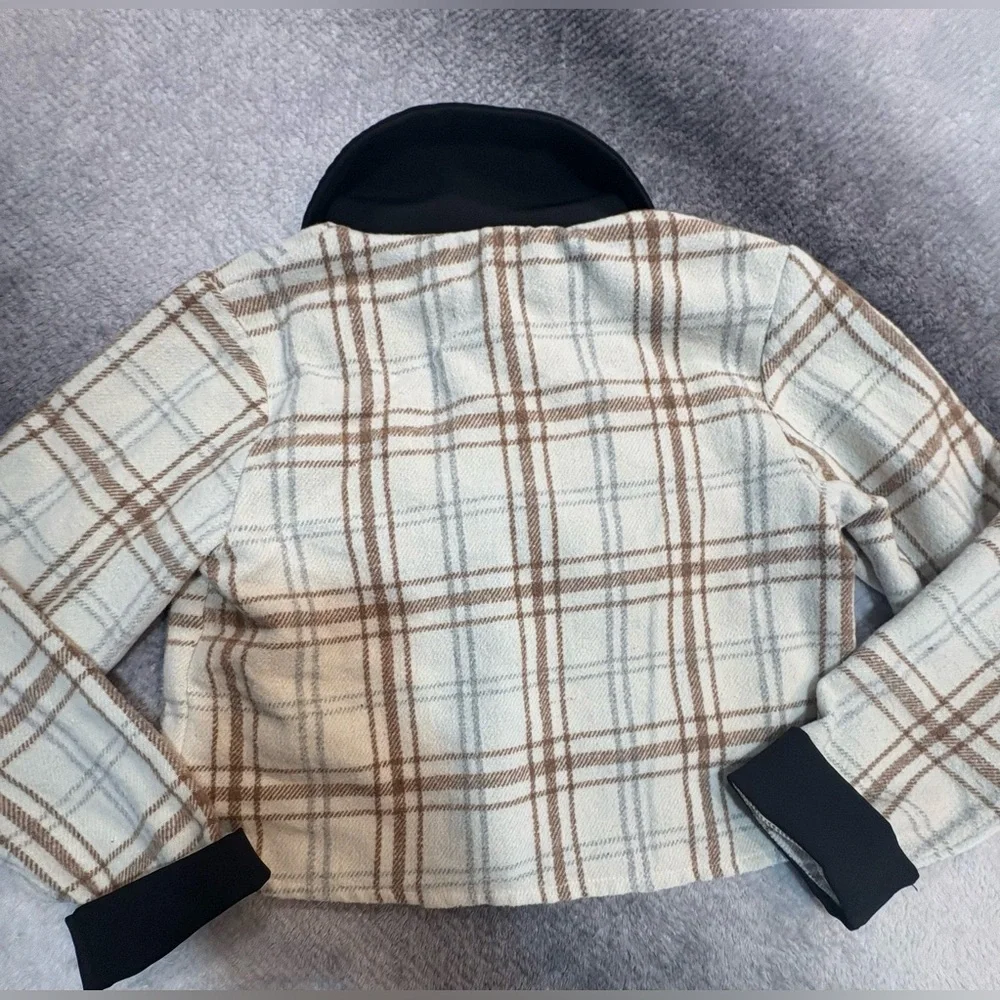 (B3) SHEIN Girls Cream Black Plaid Bow Statement Jacket Top 8Y - Picture 8 of 10